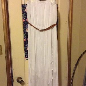Just Be White Tube Top Dress W/ Belt of Choice